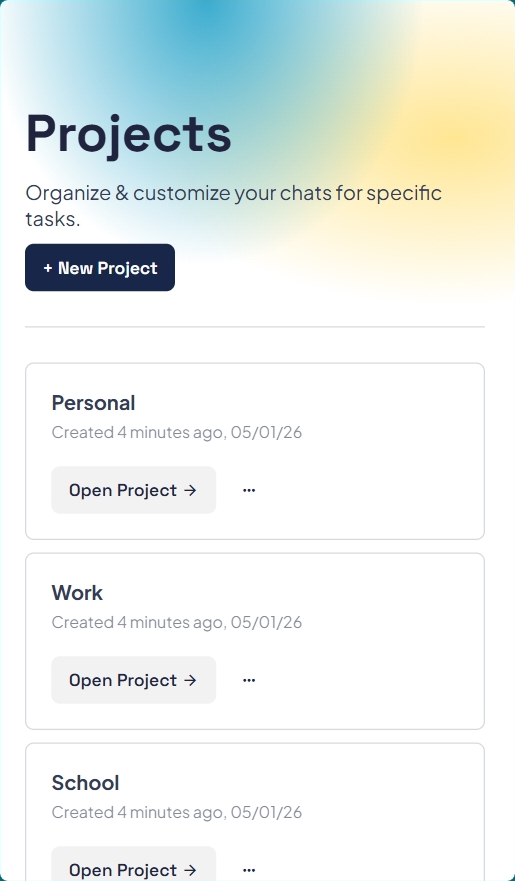 Projects feature screenshot