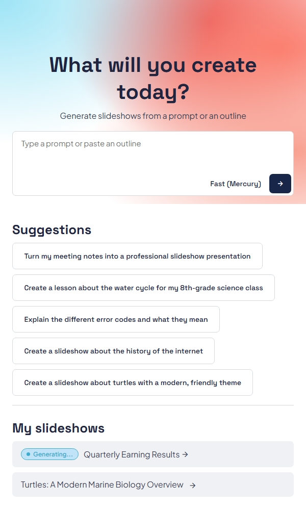 Slideshow generation screenshot